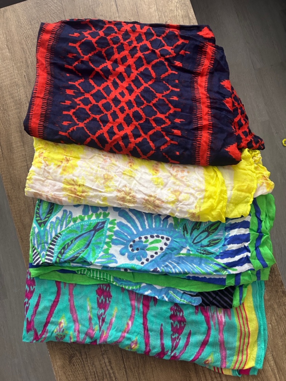 Colorful Mixed Print Beach Coverup Scarves - Pack of 4